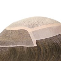 Lace front Silk Mesh hairpiece with 1” thin NPU perimeter.